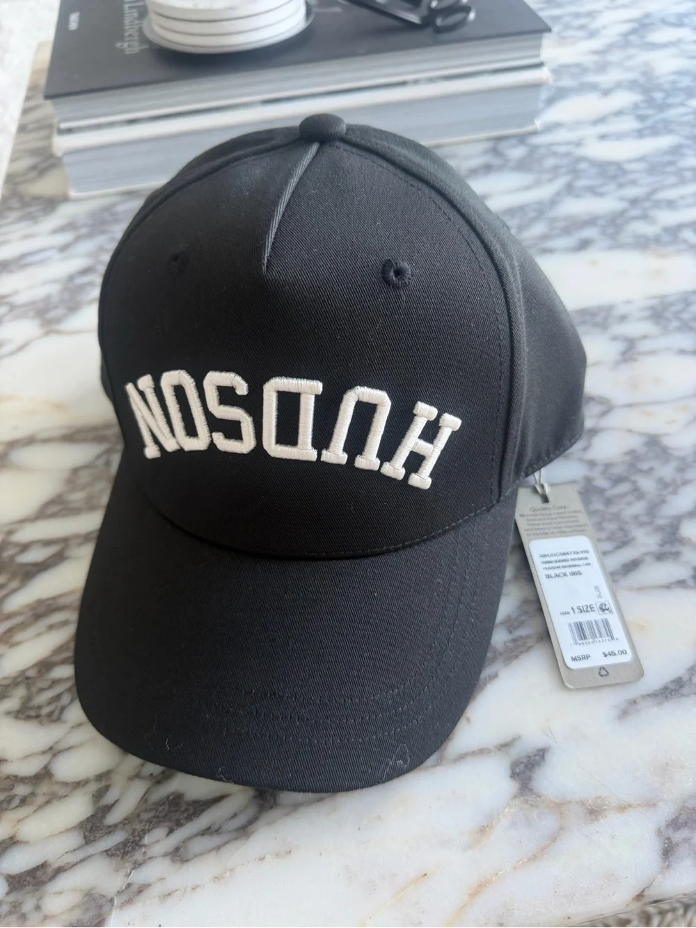 Hudson Jeans Embroidered Reverse Logo Baseball Cap